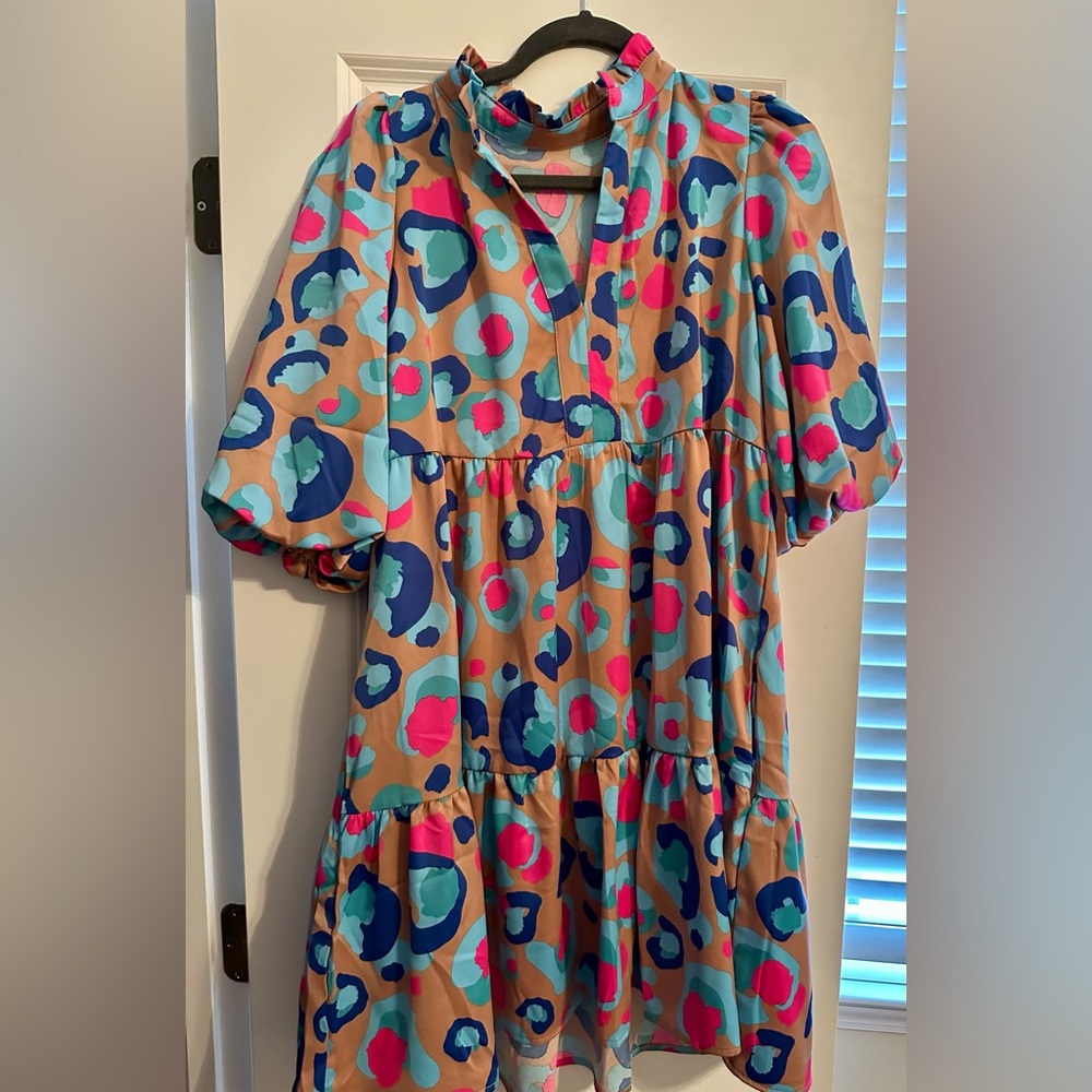 Vibrant Multicolor Leopard Print Mini Dress